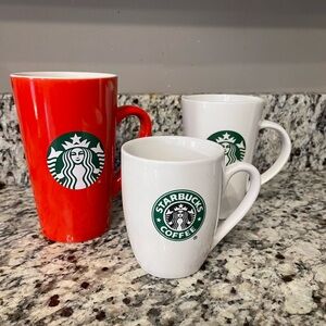 Starbucks Red and White Mug Trio